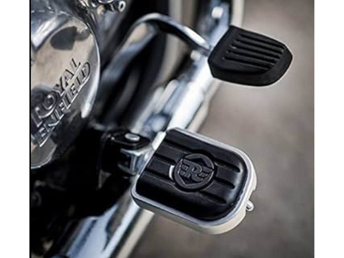 Genuine Royal Enfield New Bullet 350 Rider Deluxe Footpegs Black & Silver KXA00030