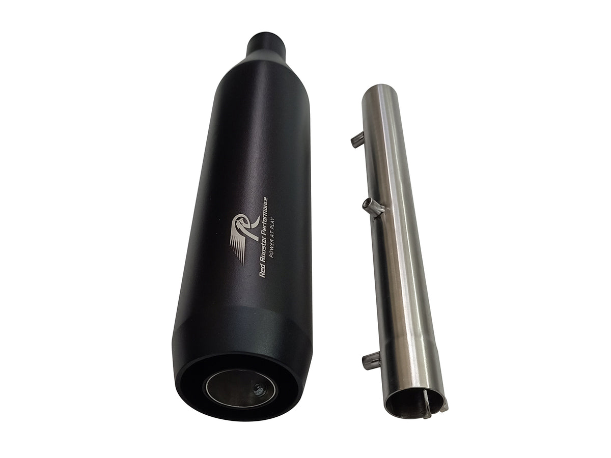 For Royal Enfield New Bullet 350 Red Rooster Polestar Pro Exhaust Silencer & Pipe Black