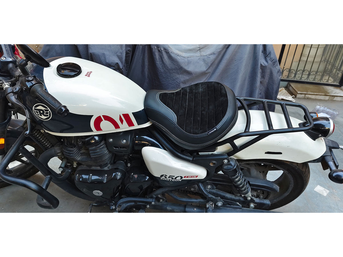 Fit For Royal Enfield Shotgun 650 Genuine Leather Front Rider Seat Black D3