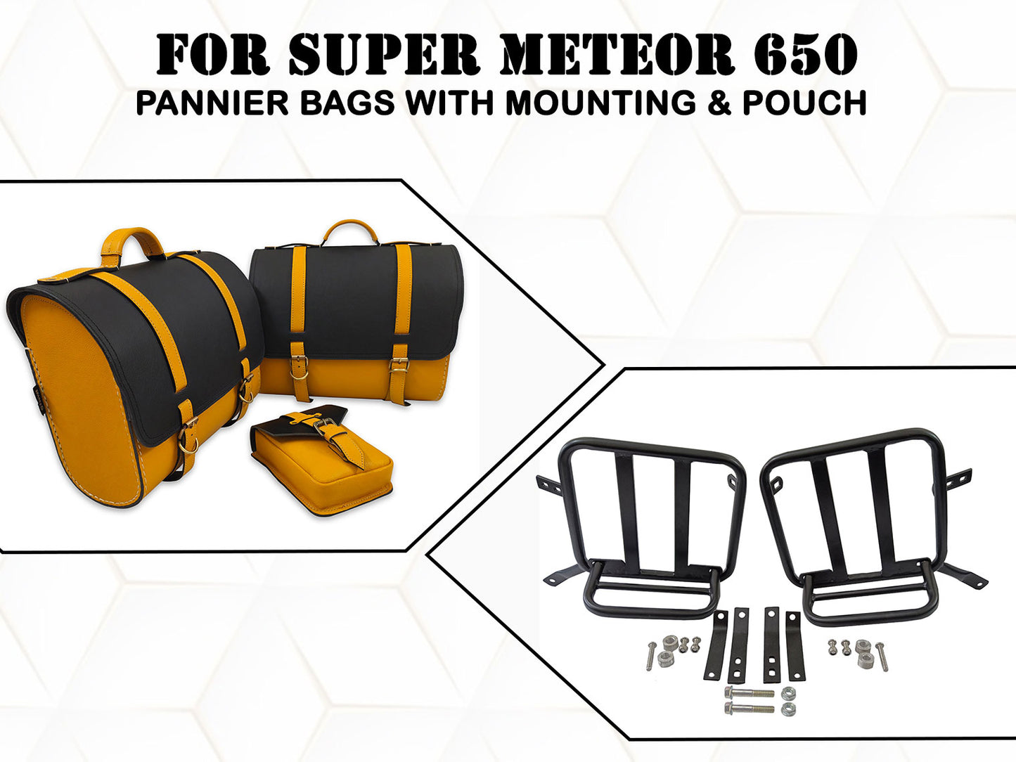 For Royal Enfield Super Meteor 650 Pannier Bags With Tank Pouch & Mounting D27
