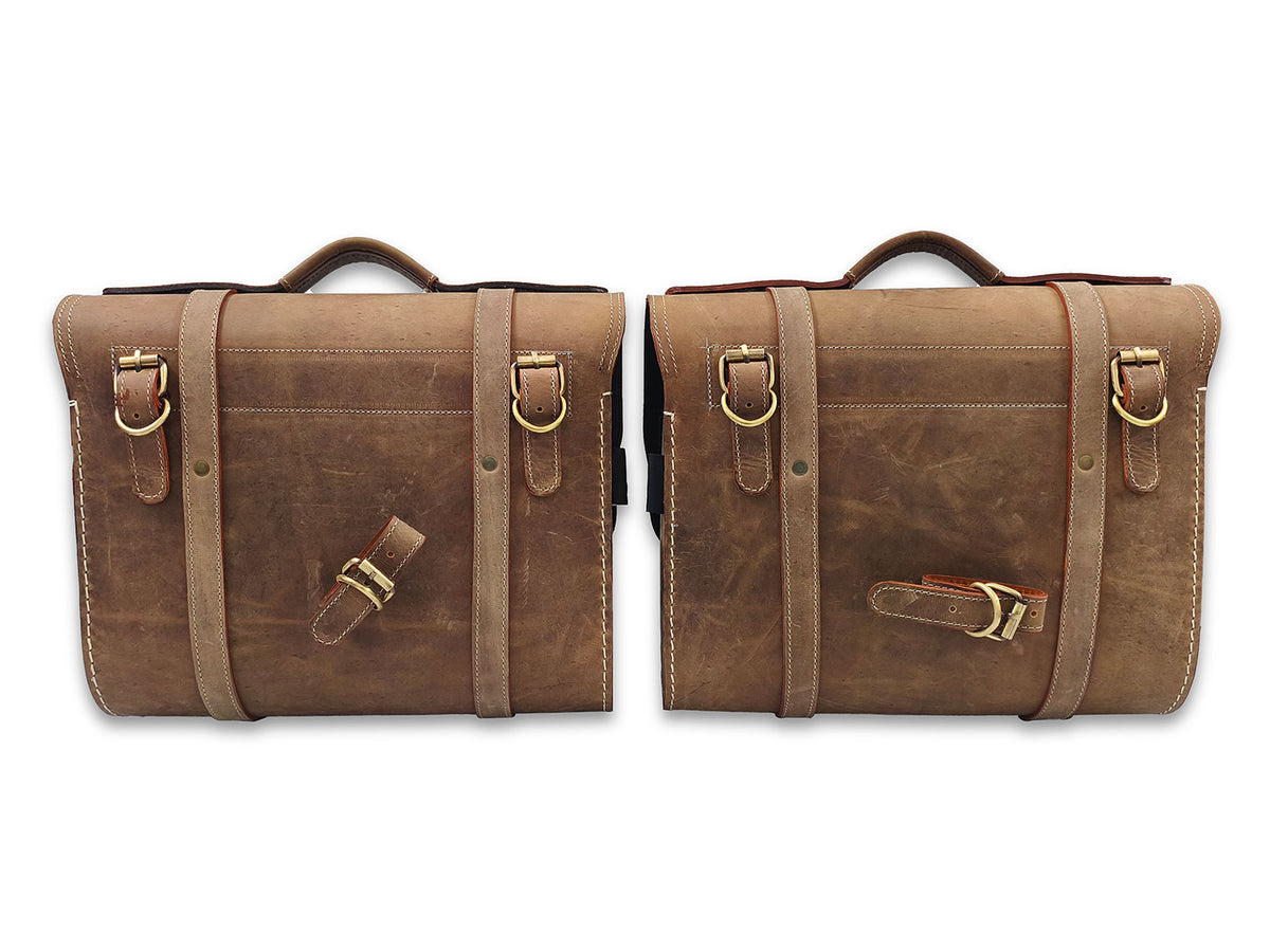For Royal Enfield Super Meteor & Shotgun 650 Genuine Leather Pannier Bags D3