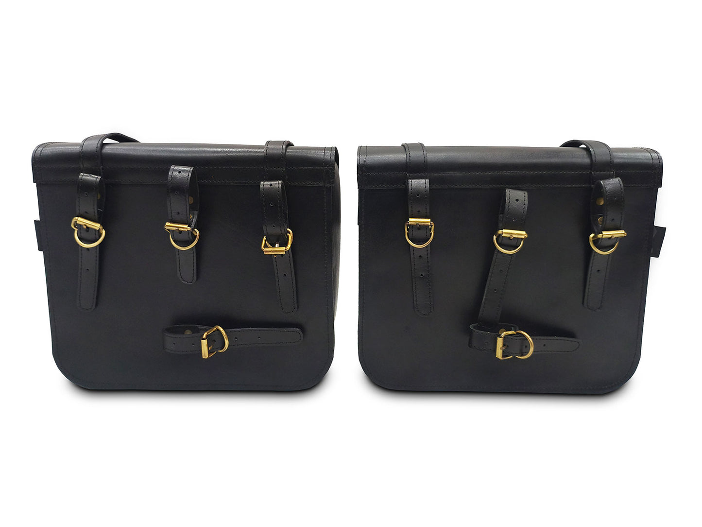 For Royal Enfield Super Meteor & Shotgun 650 Leather Black Color Pannier Bags