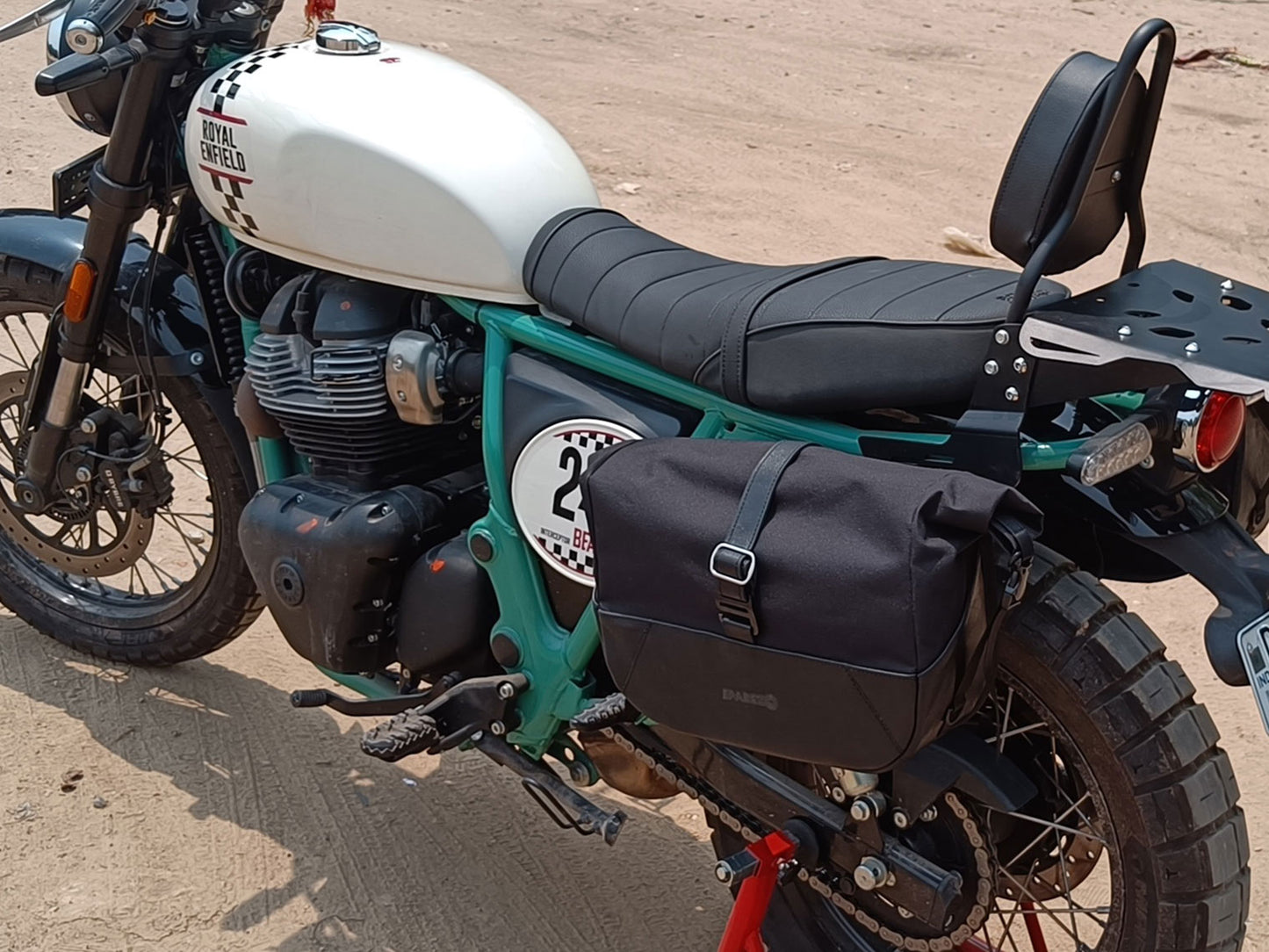For Royal Enfield Bear 650 Soft Pannier Bags Black Color & Mounting Rails