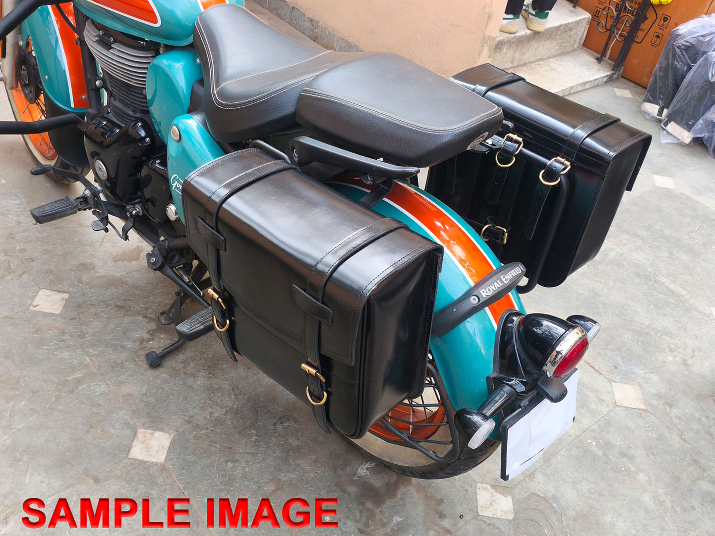 For Royal Enfield Goan Classic 350 Leather Pannier Bags With Mounting D7