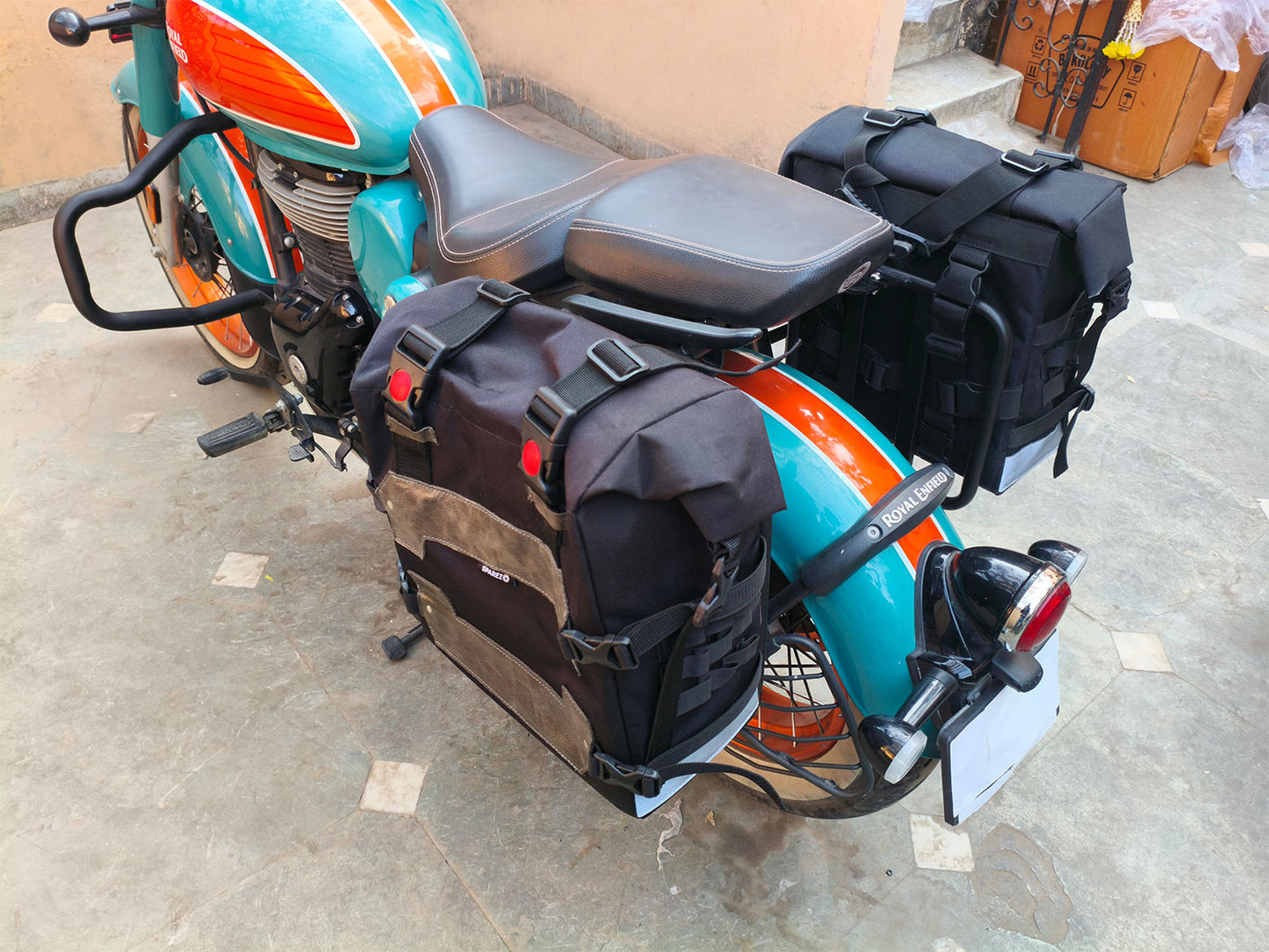For Royal Enfield Goan Classic 350 Canvas Pannier Bags With Mounting D26