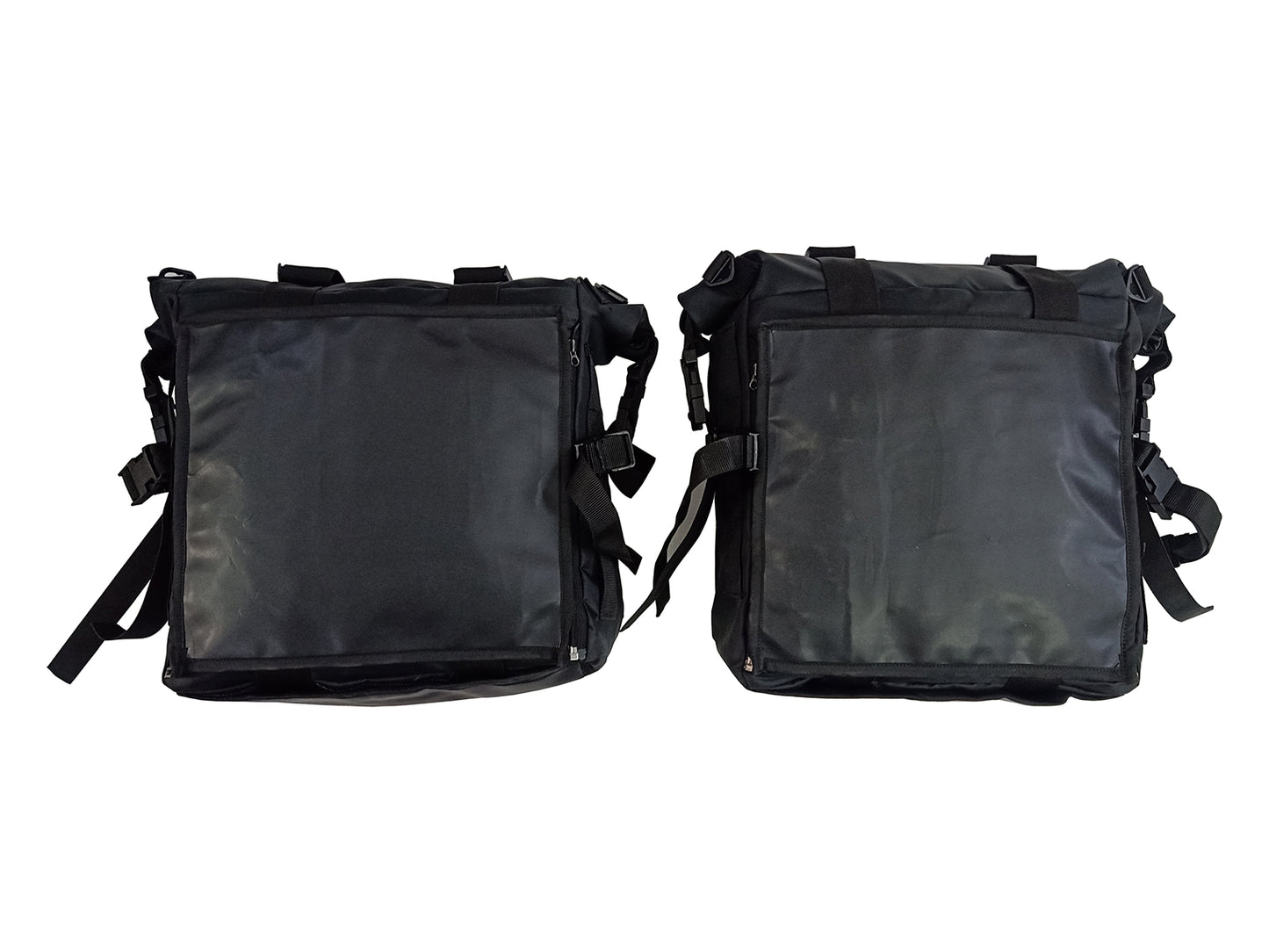 For Royal Enfield Hunter 350 Canvas Pannier Bags Pair Black D2