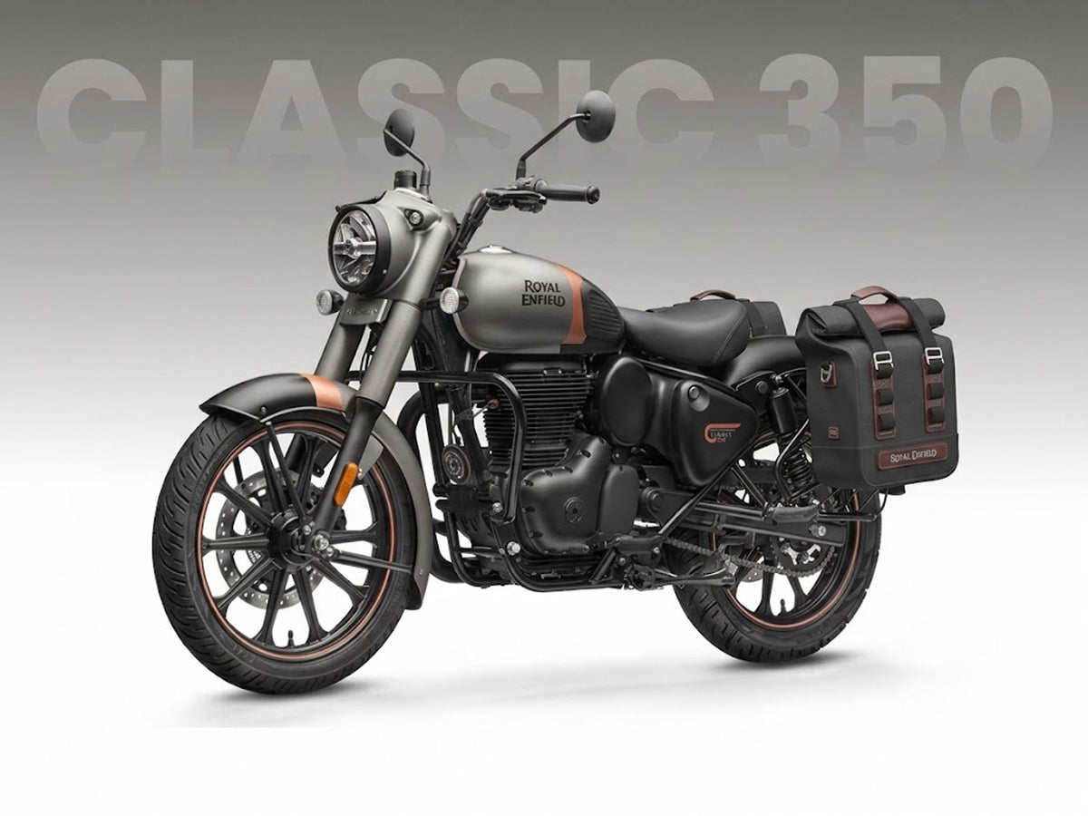 Genuine Royal Enfield Classic Reborn 350 Pannier Rails & Classic Soft Panniers