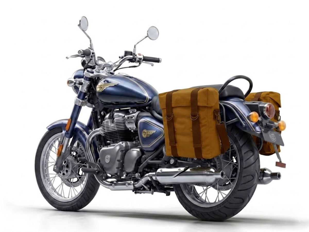 For Royal Enfield Bullet 650 Military Pannier Bags Desert Color & Mounting