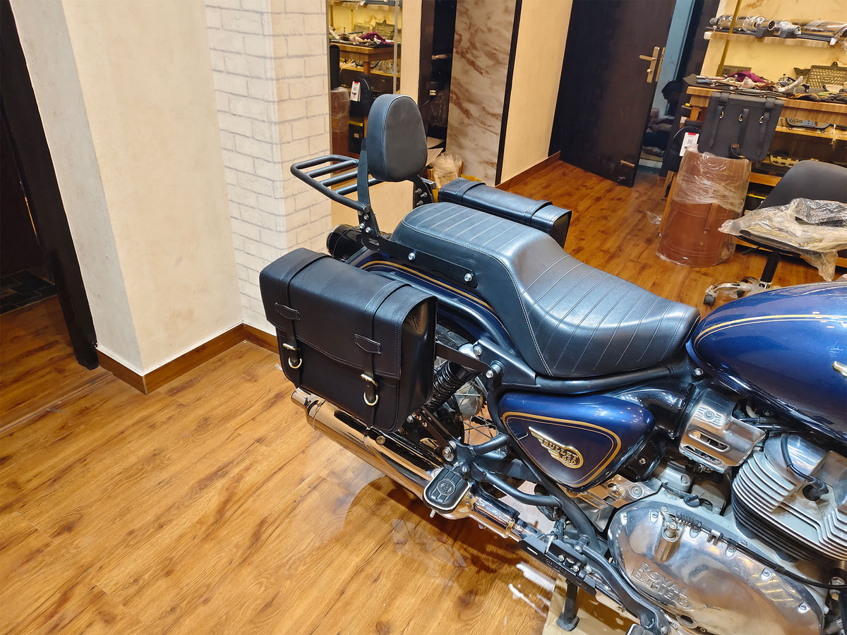 For Royal Enfield Bullet 650 Genuine Leather Pannier Bags With Mounting D5