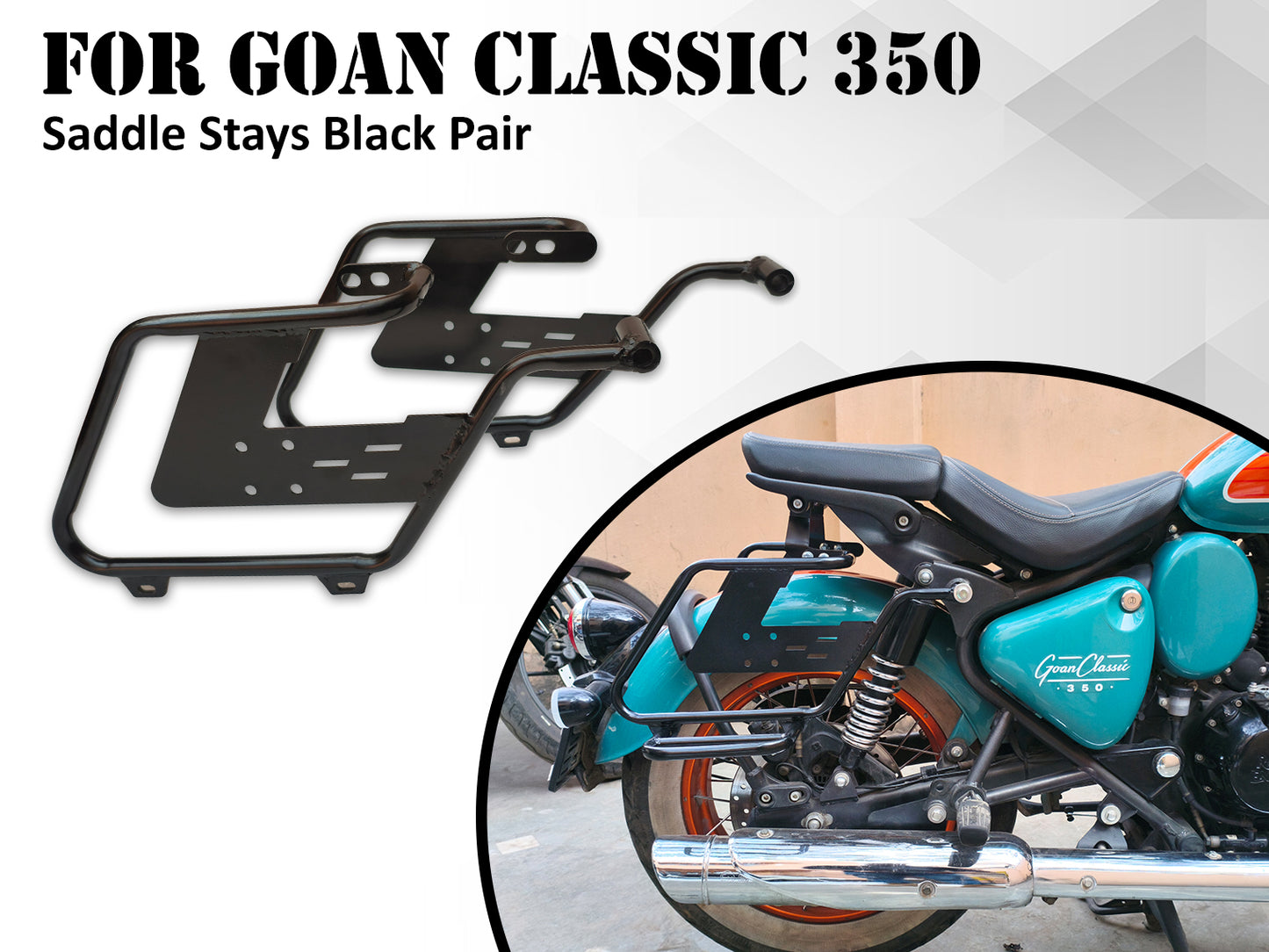 Fit For Royal Enfield Goan Classic 350 Saddle Stay Black Pair