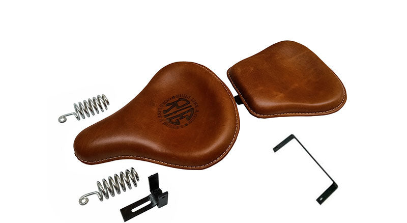 Royal Enfield Classic 500cc 350cc Brown Tan Front and Rear Leather Seats with Bags