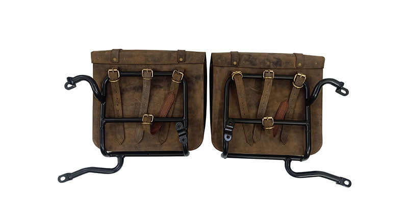 Royal Enfield Classic 350cc 500cc Leather Saddle Bags Dust Color With Mounting