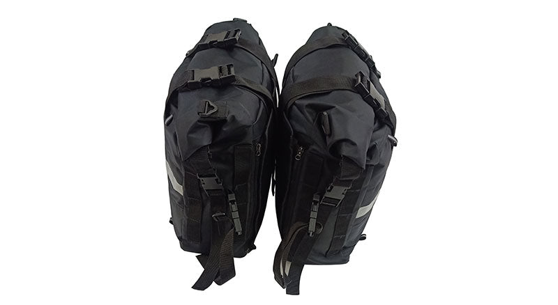 Royal Enfield Meteor 350cc Canvas Saddle Bags Pair Black With Mounting D1