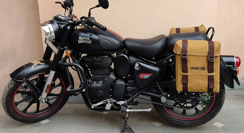 Royal Enfield New Classic Reborn 350cc Military Pannier Desert Color Bags With Fitting