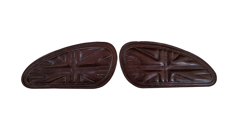 Customized Royal Enfield Interceptor 650cc Leather Knee Pad Pair Union Jack D4