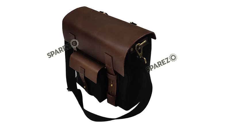 Royal Enfield Super Meteor 650 Black Canvas Leather Pannier Bags and Mounting