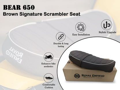 Genuine Royal Enfield Bear 650 Signature Scrambler Dual Seat, Brown 1990532