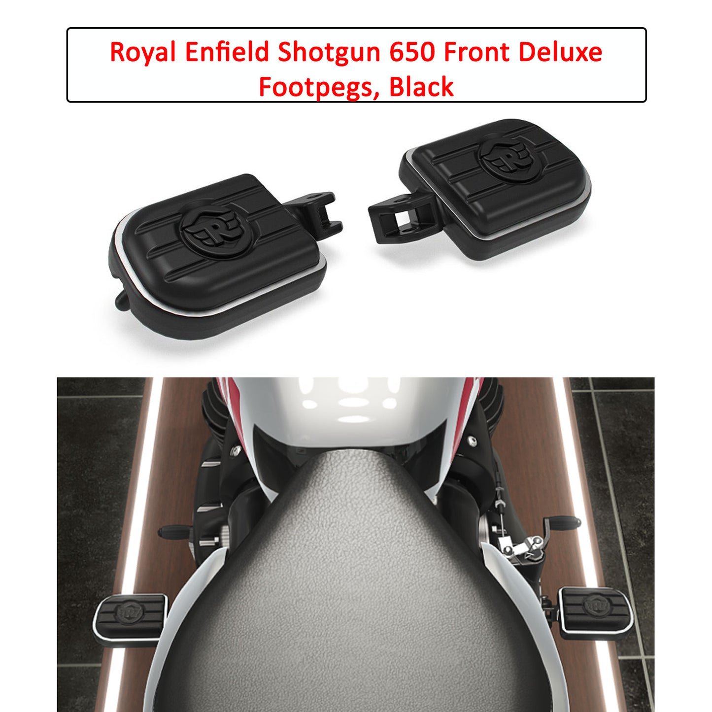 Genuine Royal Enfield Shotgun 650 Front Rider Deluxe Footpegs, Black KXA00331