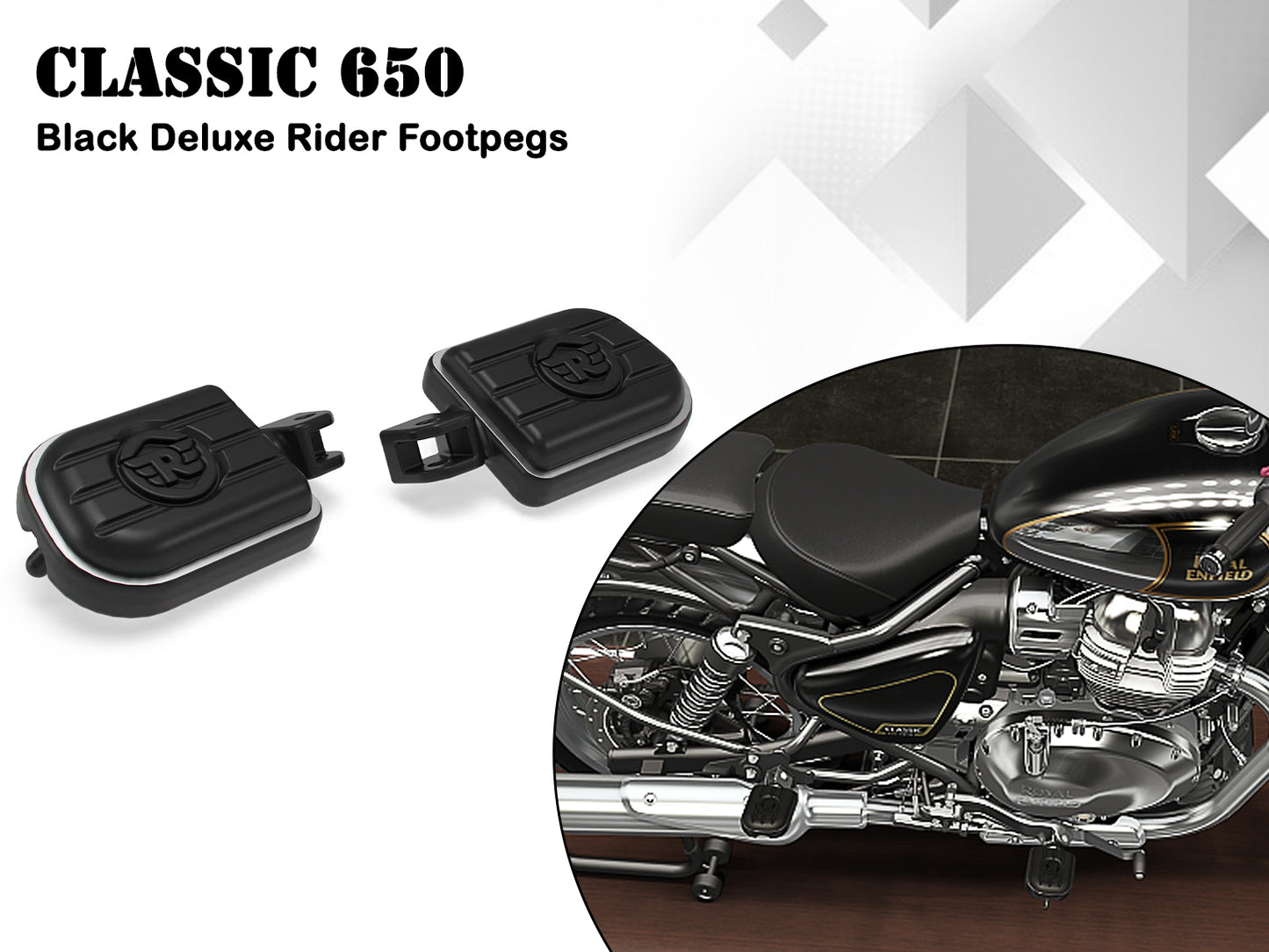 Genuine Royal Enfield Classic 650 Deluxe Pillion Footpegs Black KXA00250