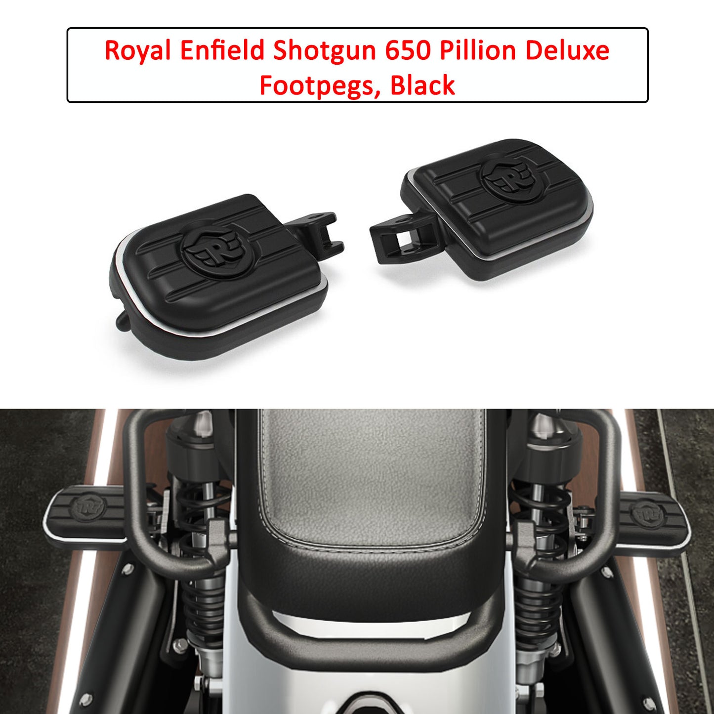 Genuine Royal Enfield Shotgun 650 Pillion Deluxe Footpegs,Black KXA00250