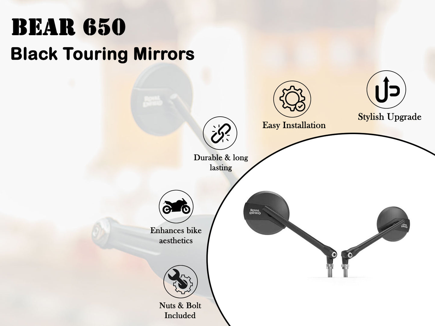 Genuine Royal Enfield Bear 650 Touring Mirror Black KXA00435