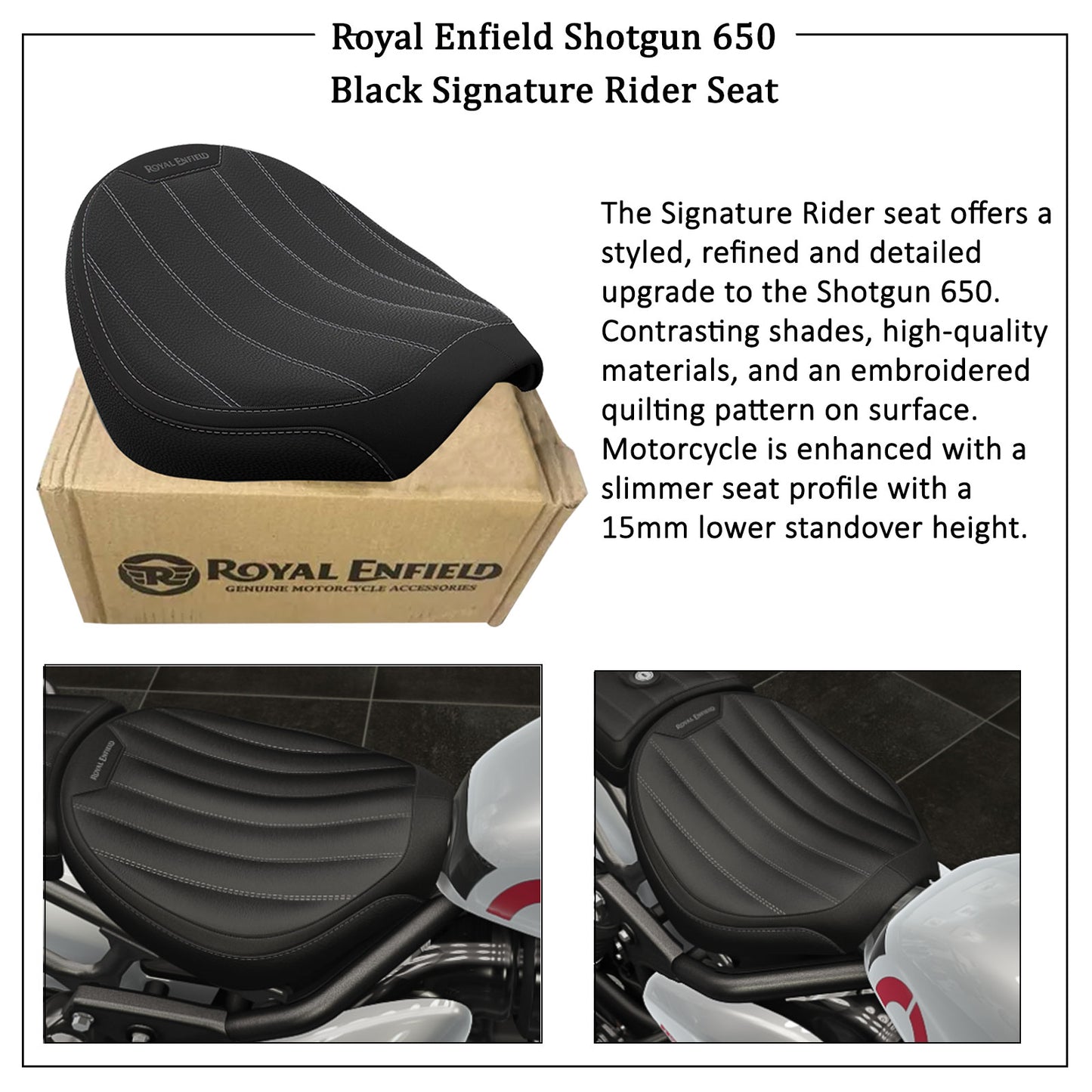 Genuine Royal Enfield Shotgun 650 Black Signature Rider Seat KXA00241