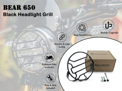 Genuine Royal Enfield Bear 650 Mild Steel Headlight Grill Black 1990522
