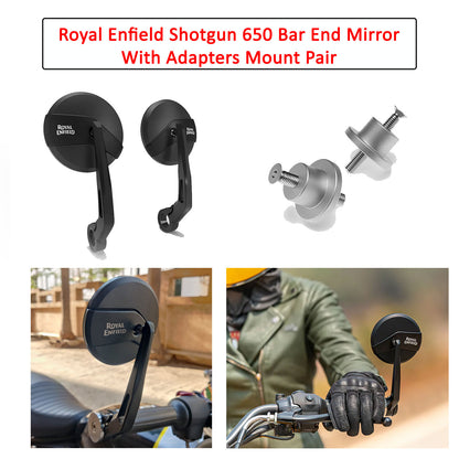 Genuine Royal Enfield Shotgun 650 Bar End Mirror With Adapters Mount Pair Black KXA00461