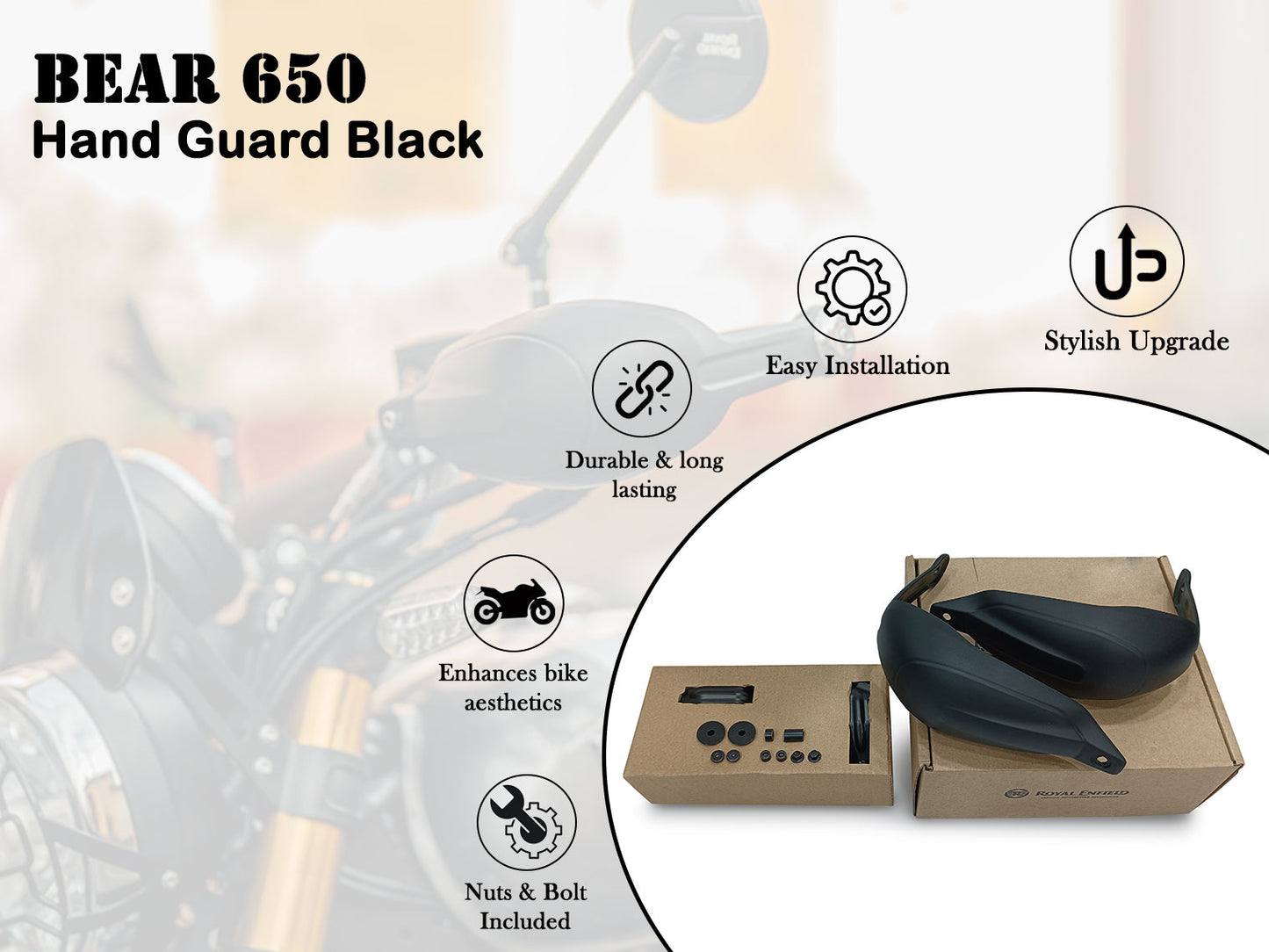 Genuine Royal Enfield Bear 650 Hand Guard Pair Black 1990527