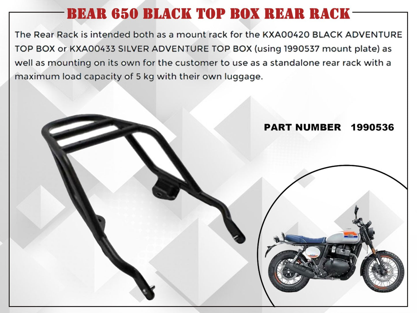 Genuine Royal Enfield Bear 650 Rear Luggage Rack, Black 1990536