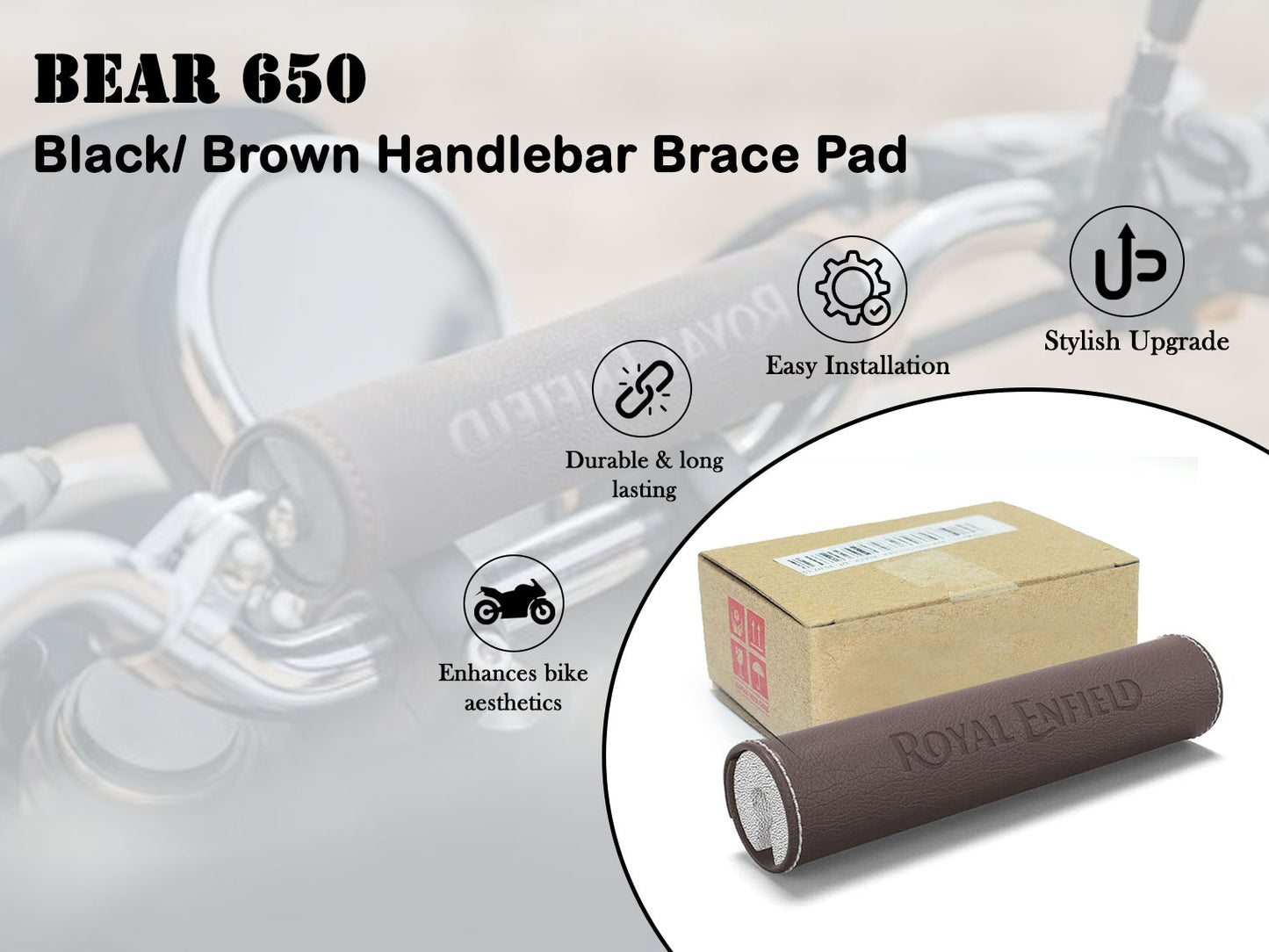 Genuine Royal Enfield Bear 650 Handlebar Brace Pad Brown 1990538