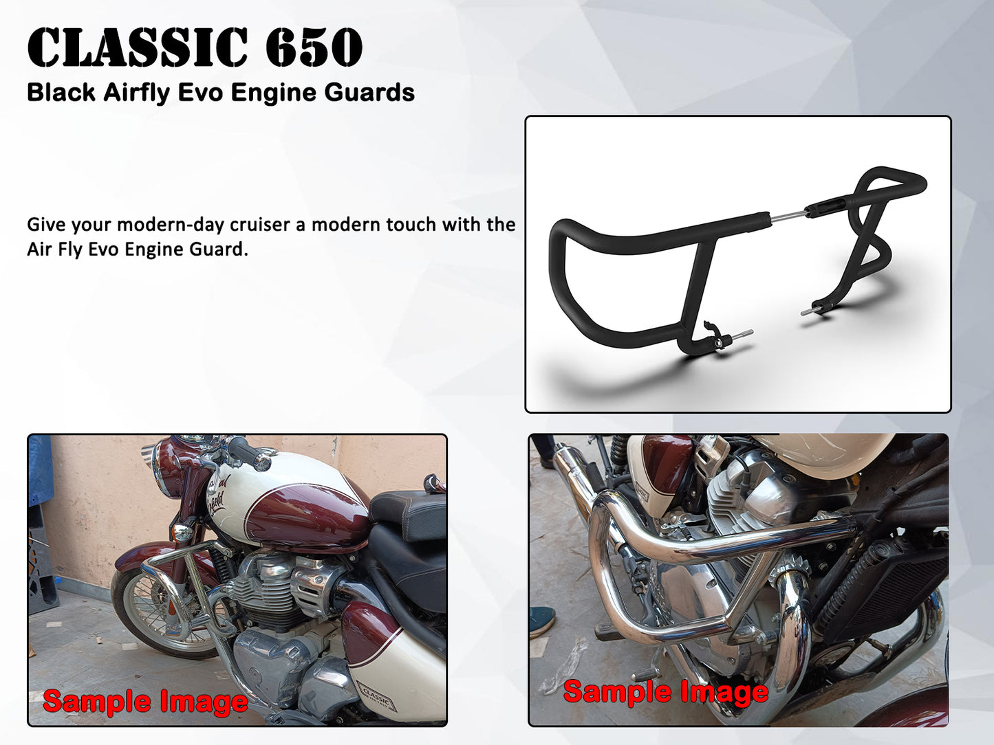 Genuine Royal Enfield Classic 650 Evo Engine Guard, Black KXA00340