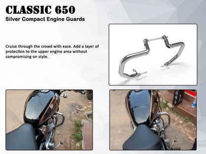 Genuine Royal Enfield Classic 650 Compact Engine Guard, Silver KXA00343
