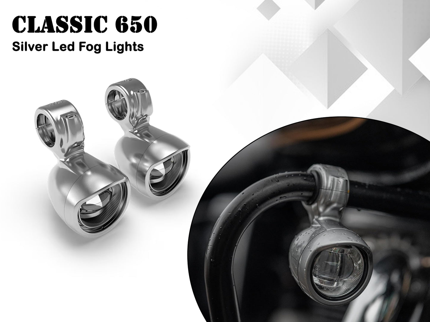 Genuine Royal Enfield Classic 650 LED Fog Light Pair Silver KXA00064