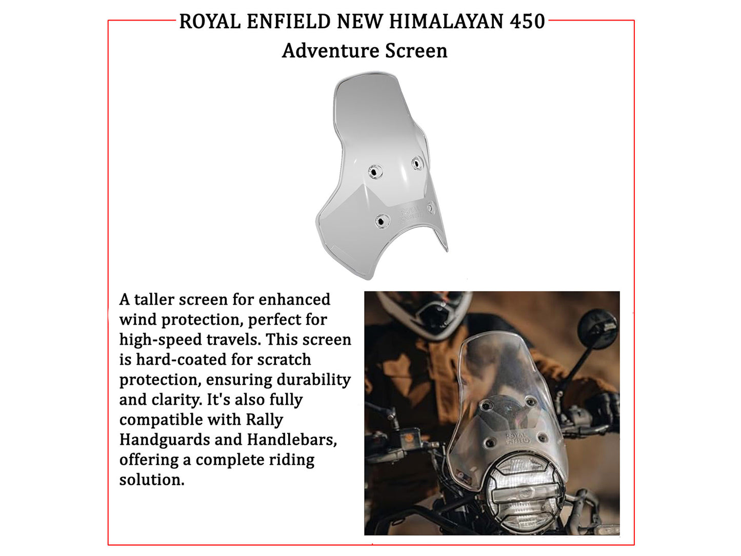 Genuine Royal Enfield Himalayan 450 Adventure Touring Screen Kit KXA00425