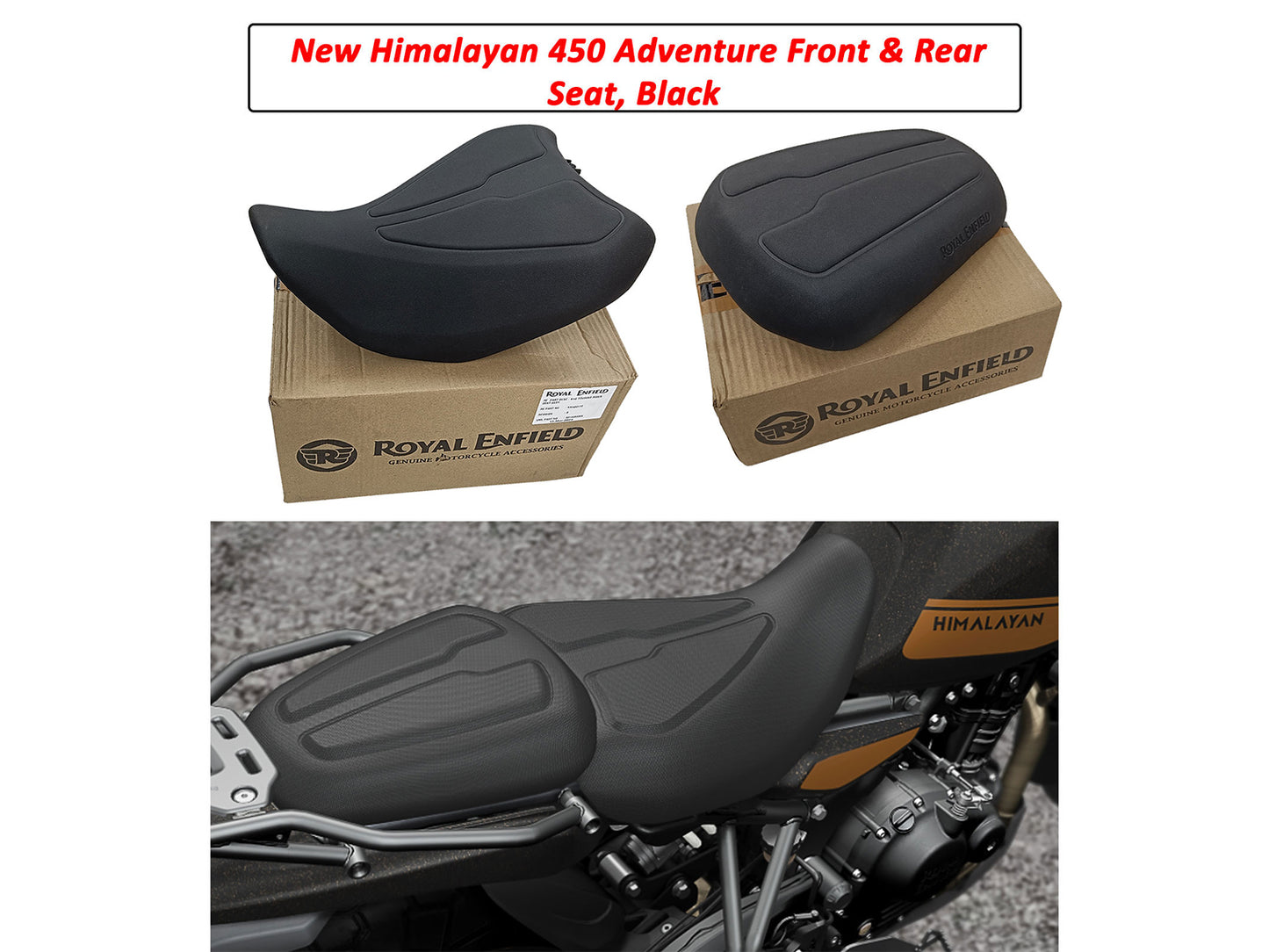 Genuine Royal Enfield Himalayan 450 Adventure Front & Rear Touring Seat, Black
