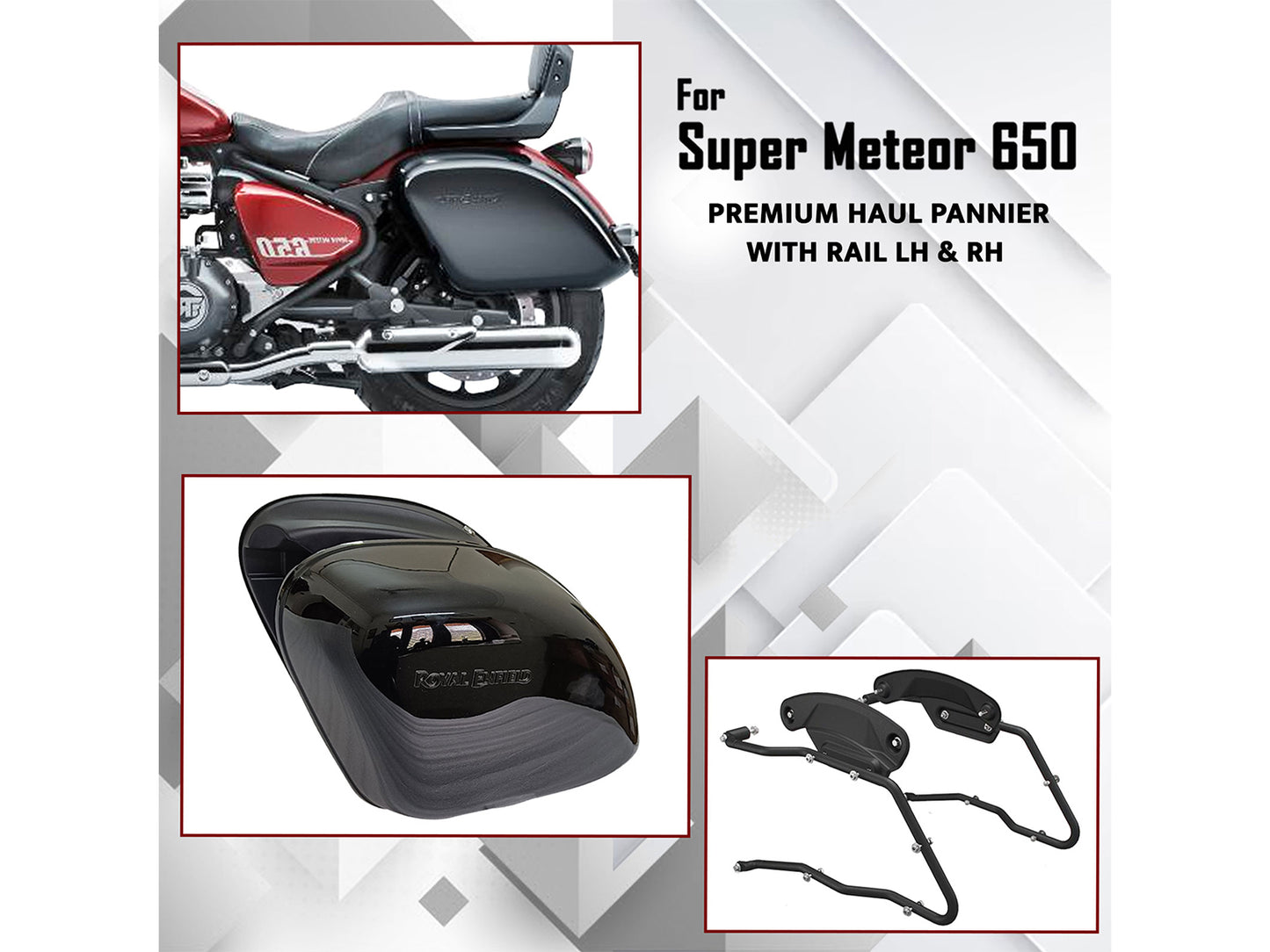 Genuine Royal Enfield Super Meteor 650 Premium Pannier Boxes With Rails Pair