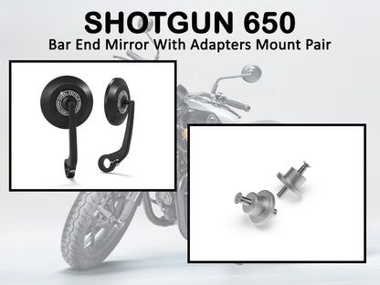 Genuine Royal Enfield Shotgun 650 Bar End Mirror With Adapters Mount Pair Black KXA00461
