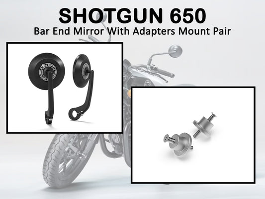 Genuine Royal Enfield Shotgun 650 Bar End Mirror With Adapters Mount Pair Black KXA00461