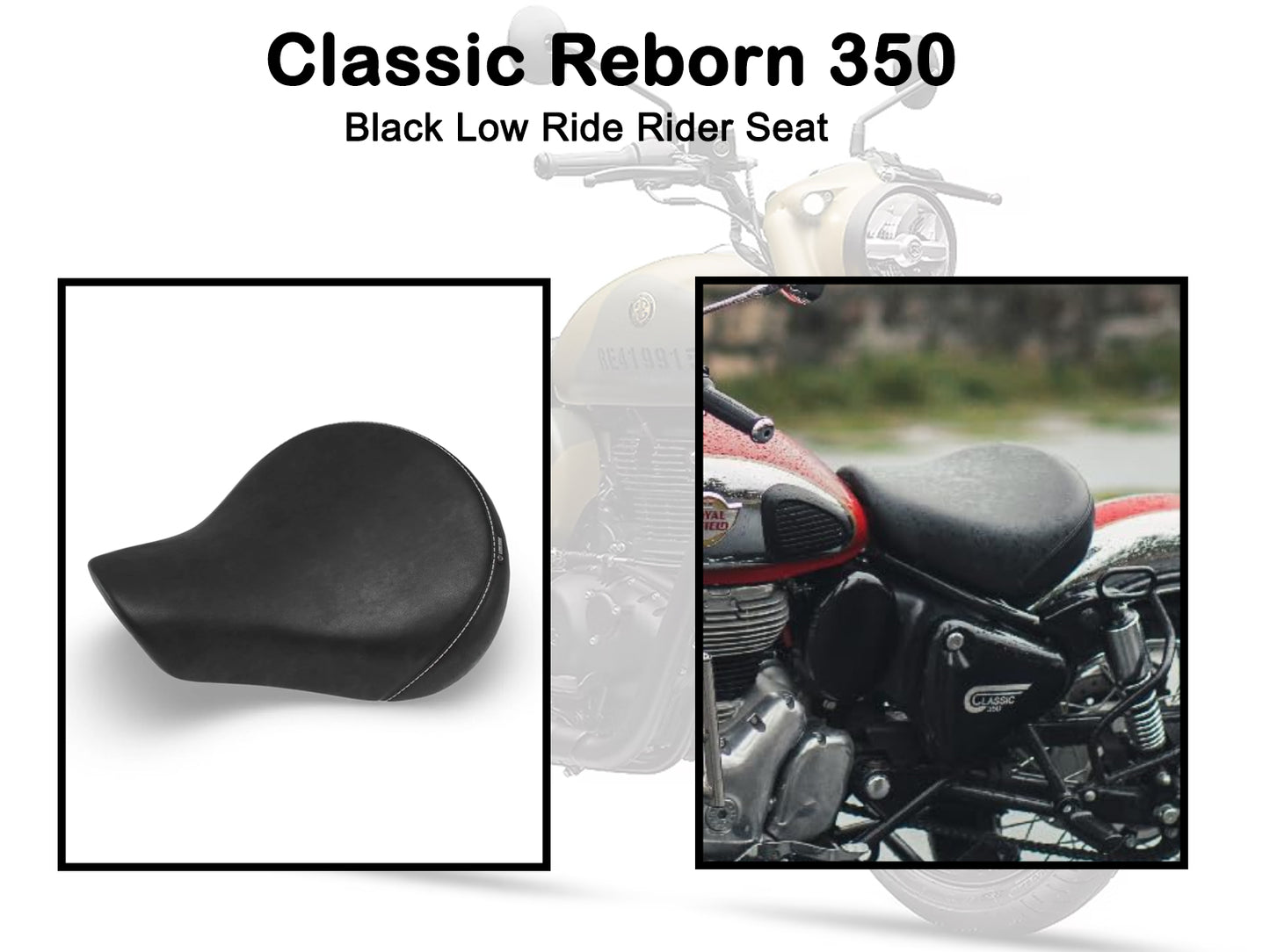 Genuine Royal Enfield Classic Reborn 350 Low Rider Seat, Black KXA00051