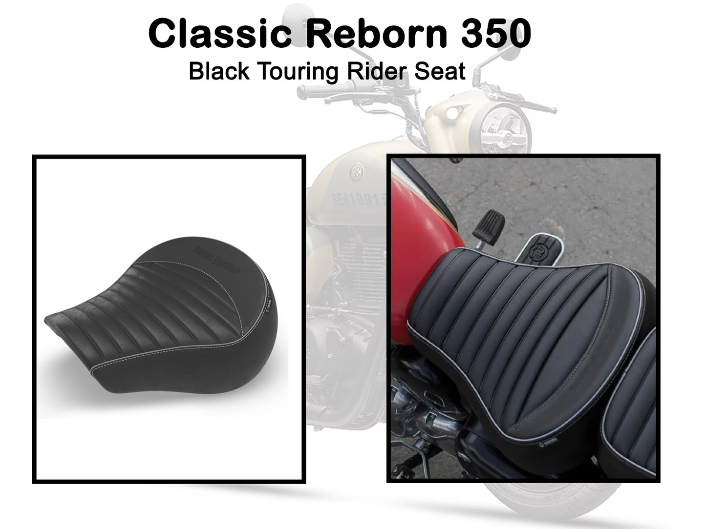 Genuine Royal Enfield Classic Reborn 350 Front Touring Rider Seat, Black KXA00069