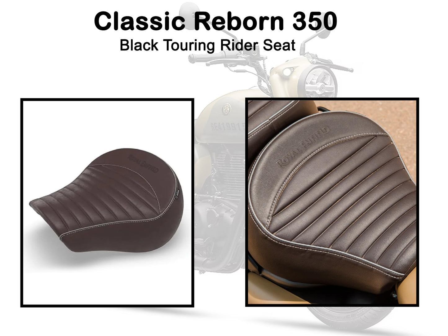 Genuine Royal Enfield Classic Reborn 350 Front Touring Rider Seat, Brown KXA00070