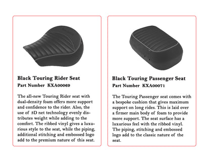Genuine Royal Enfield Classic Reborn 350 Front & Rear Touring Rider Seat Black