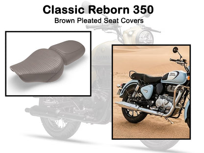 Genuine Royal Enfield Classic Reborn 350 Front & Rear Seat Cover Brown KXA00122