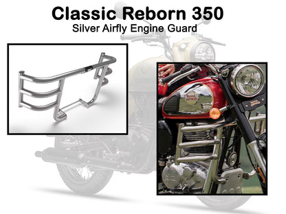 Genuine Royal Enfield Classic Reborn 350 Airfly Engine Guard, Silver KXA00002
