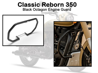 Genuine Royal Enfield Classic Reborn 350 Octagon Engine Guard, Black KXA00005