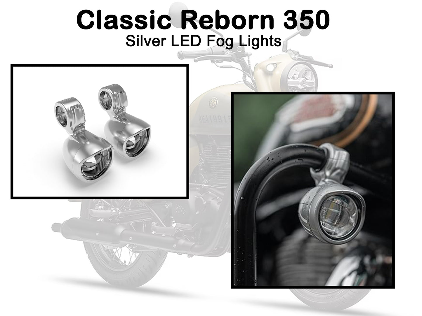 Genuine Royal Enfield Classic Reborn 350 Fog LED Auxiliary Lights Silver KXA00064