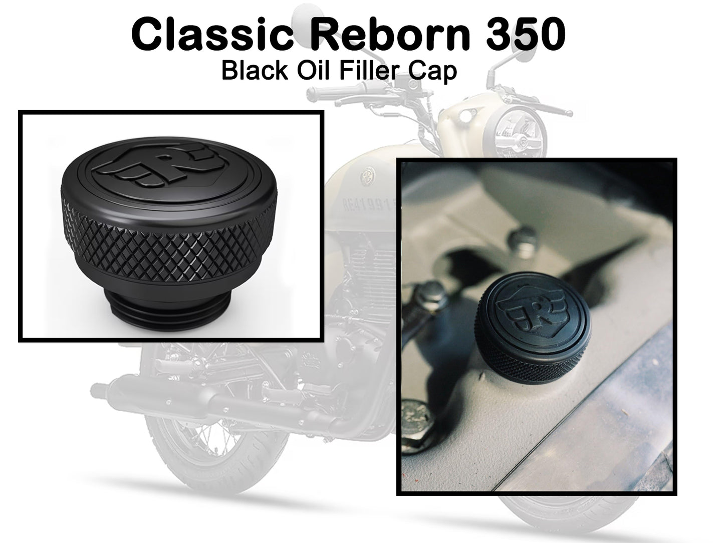Genuine Royal Enfield Classic Reborn 350 Aluminium Oil Filler Cap, Black 1990218