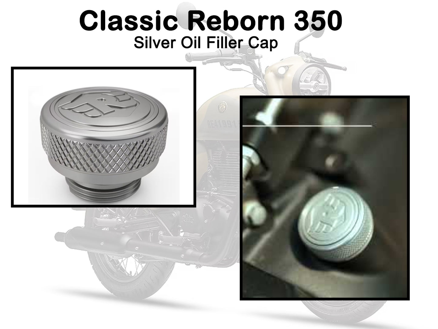 Genuine Royal Enfield Classic Reborn 350 Aluminium Oil Filler Cap, Silver 1990236