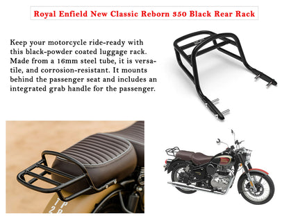 Genuine Royal Enfield Classic Reborn 350 Rear Luggage Rack, Black KXA00091